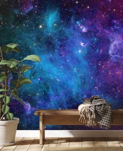papel de parede de nebulosa personalizável roxo e azul chamado Galaxy para quartos papel de parede de nebulosa personalizável roxo e azul chamado Galaxy para quartos