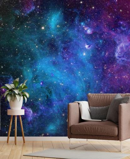 purple and blue customisable nebula wallpaper called Galaxy for bedrooms