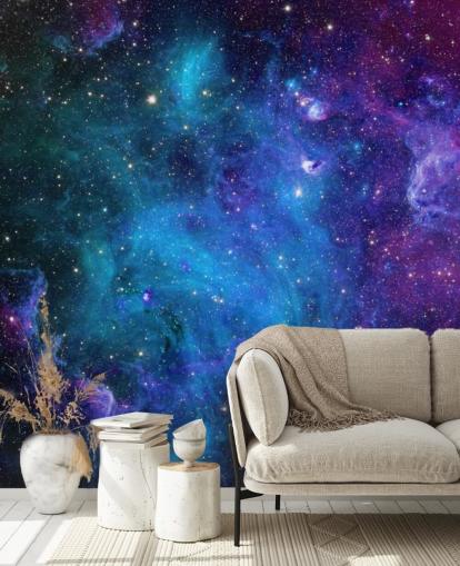 purple and blue customisable nebula wallpaper called Galaxy for bedrooms