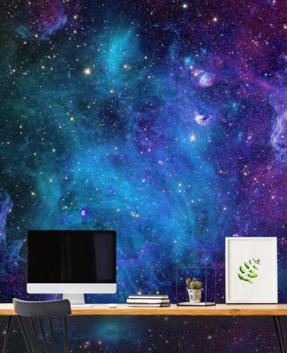 purple and blue customisable nebula wallpaper called Galaxy for bedrooms