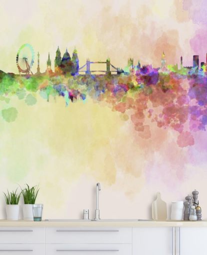 buntes Aquarell von London Wandgemälde