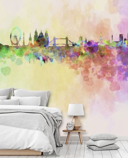 aquarela colorida do mural de parede de londres