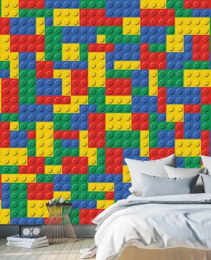 papier peint de briques lego colorées