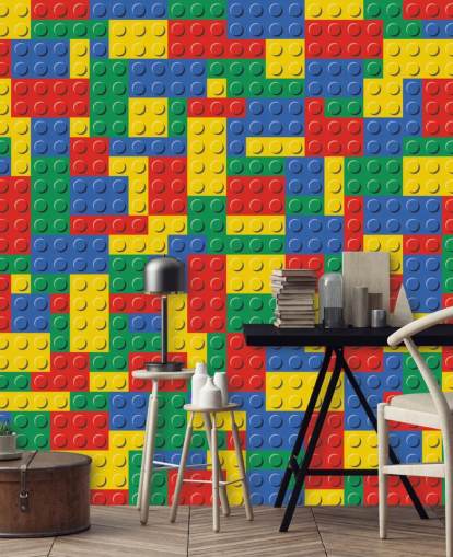 papel pintado de ladrillos de lego colorido