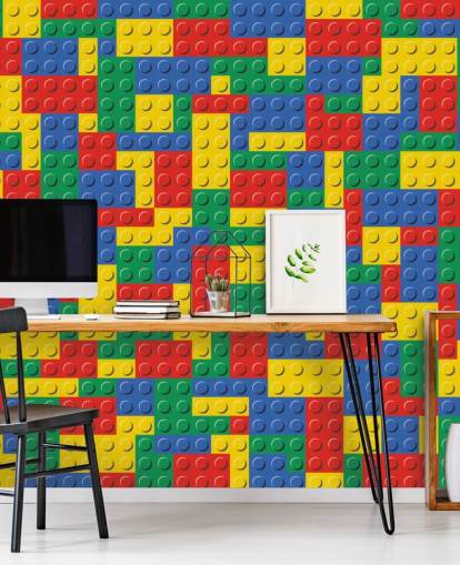 papel pintado de ladrillos de lego colorido