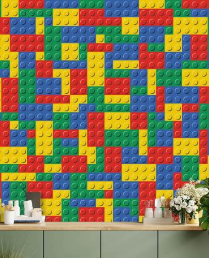 papel pintado de ladrillos de lego colorido