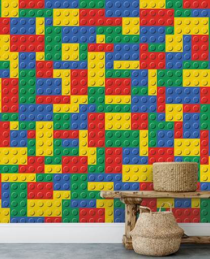 papel pintado de ladrillos de lego colorido