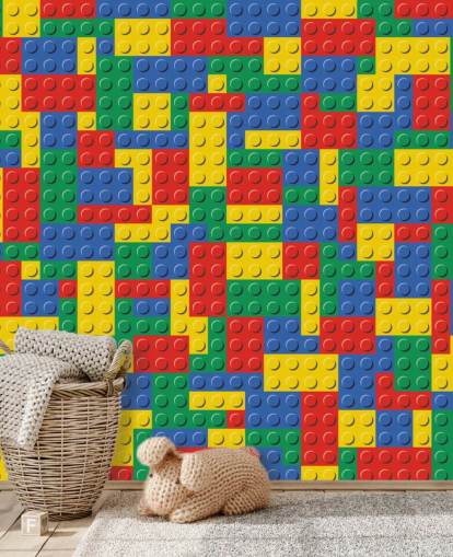 papel pintado de ladrillos de lego colorido