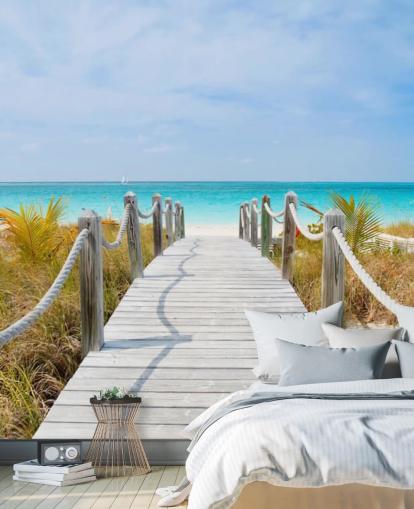 Caribbean Beach Boardwalk Taustakuva Seinämaalaus Caribbean Beach Boardwalk Taustakuva Seinämaalaus