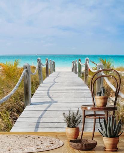 Caribbean Beach Boardwalk Taustakuva Seinämaalaus Caribbean Beach Boardwalk Taustakuva Seinämaalaus