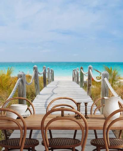 Caribbean Beach Boardwalk Wallpaper Mural