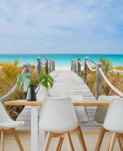 Caribbean Beach Boardwalk Wallpaper Mural