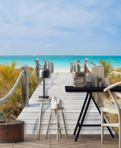 Caribbean Beach Boardwalk Wallpaper Mural
