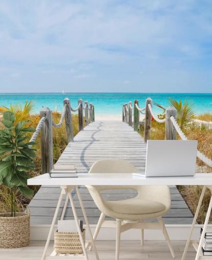 Caribbean Beach Boardwalk Wallpaper Mural