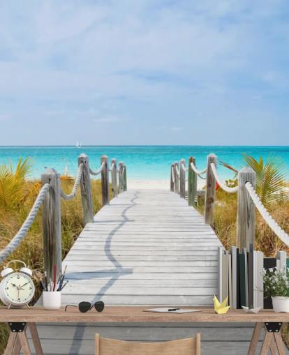 Caribbean Beach Boardwalk Wallpaper Mural