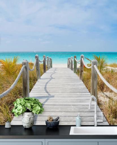 Caribbean Beach Boardwalk Wallpaper Mural