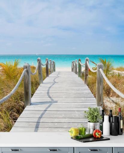Caribbean Beach Boardwalk Taustakuva Seinämaalaus