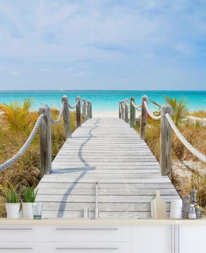 Caribbean Beach Boardwalk Wallpaper Mural