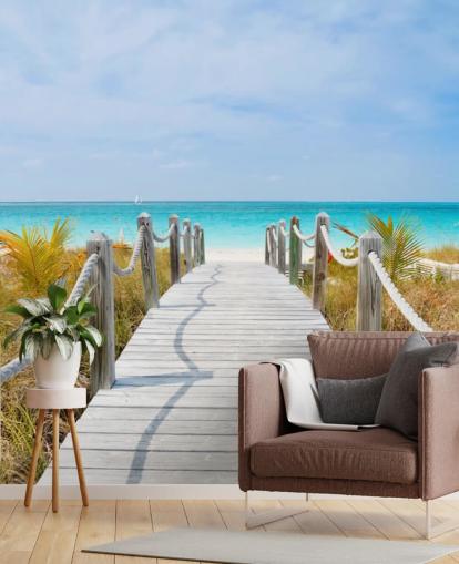 Caribbean Beach Boardwalk Wallpaper Mural