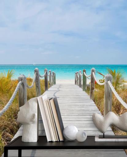 Caribbean Beach Boardwalk Wallpaper Mural