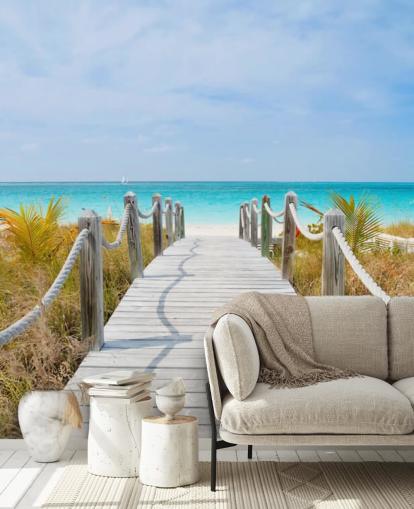 Caribbean Beach Boardwalk Wallpaper Mural
