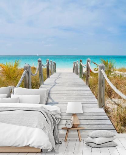 Decorazione murale con passerella sulla spiaggia caraibica