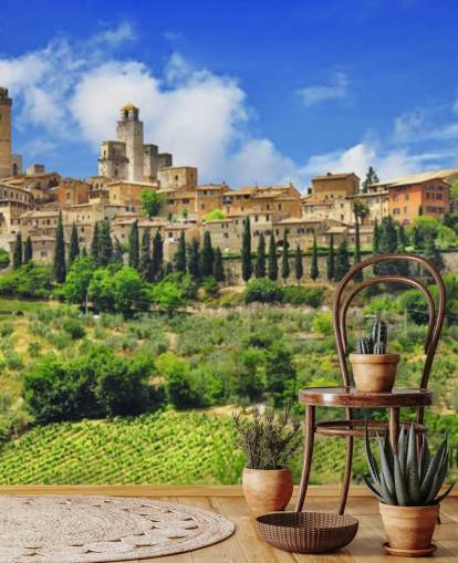 Italian Village on Hill Top Wall Mural