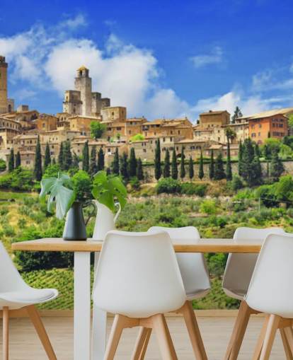 Italienisches Dorf auf einem Hügel Fototapete