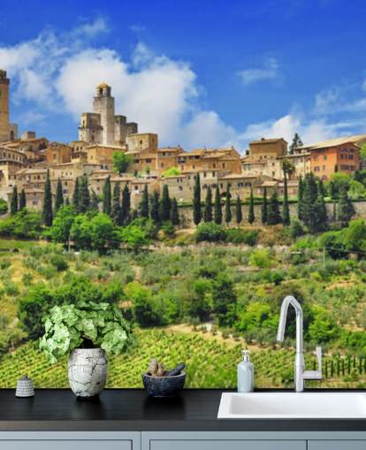 Italian Village on Hill Top Wall Mural