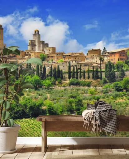 Papier Peint Fresque Village Italien sur la Colline Papier Peint Fresque Village Italien sur la Colline