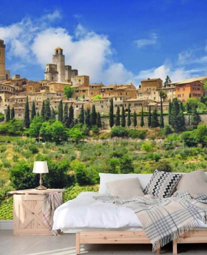 Italian Village on Hill Top Wall Mural Italian Village on Hill Top Wall Mural