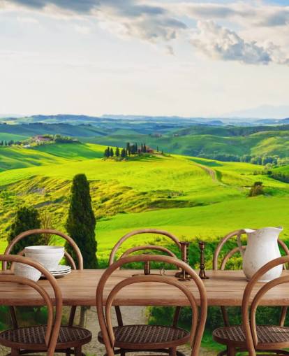 Decorazione murale con campi toscani in Italia