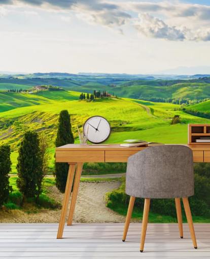 Mural da Parede Tuscan Fields Itália Mural da Parede Tuscan Fields Itália