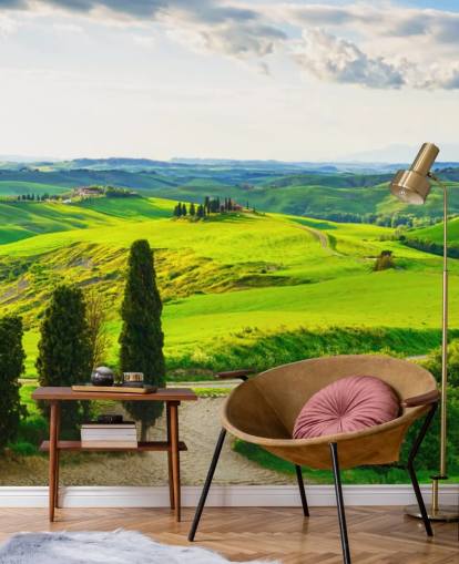 Papier Peint Fresque Champs Toscans Italie