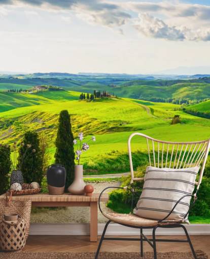 Tuscan Fields Italien Vægmaleri