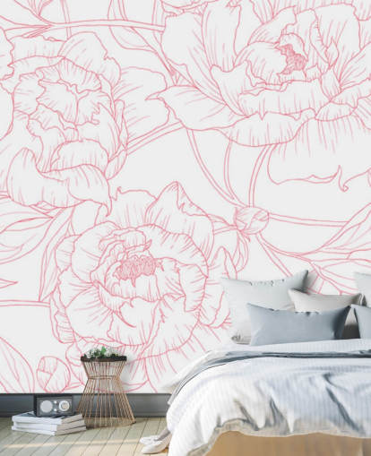 papier peint floral rose et blanc