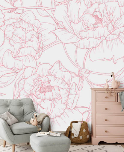 papel de parede floral rosa e branco papel de parede floral rosa e branco