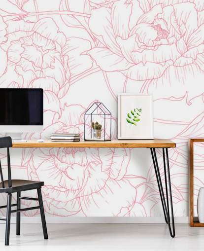 papier peint floral rose et blanc