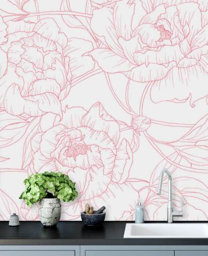 papel pintado floral rosa y blanco papel pintado floral rosa y blanco