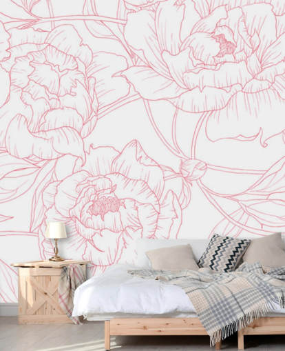 papel pintado floral rosa y blanco