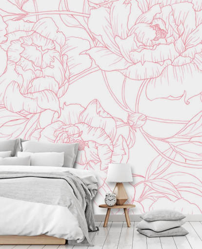 papier peint floral rose et blanc