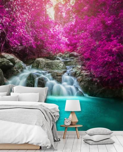 árvores rosa e papel de parede cachoeira árvores rosa e papel de parede cachoeira