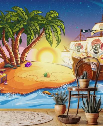 Papier Peint Fresque L'île aux Pirates Papier Peint Fresque L'île aux Pirates