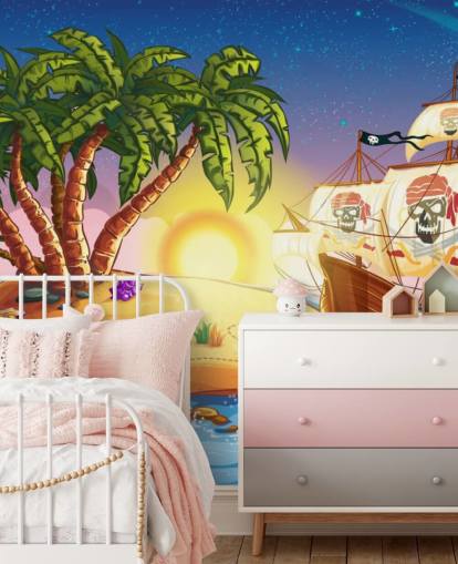 Pirateninsel und Schiff Fototapete Pirateninsel und Schiff Fototapete