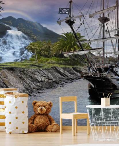 Papier Peint Fresque Bateau Pirate sur la rive