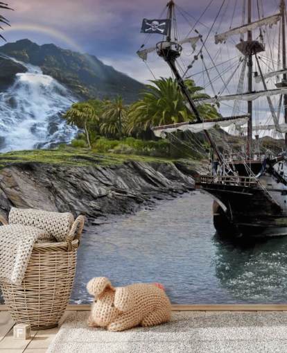 Piratskib ved Shore Vægmaleri Piratskib ved Shore Vægmaleri