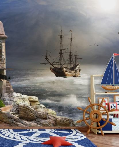 Carta da Parati Nave Pirata nel Mare