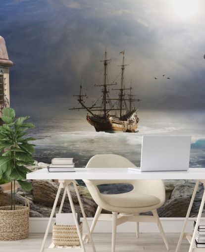 Navio pirata em Stormy Sea Wallpaper