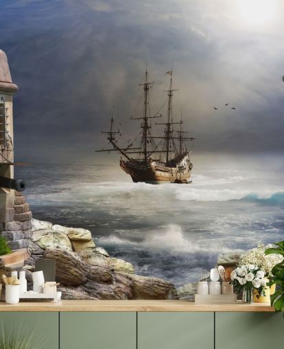 Carta da Parati Nave Pirata nel Mare Carta da Parati Nave Pirata nel Mare