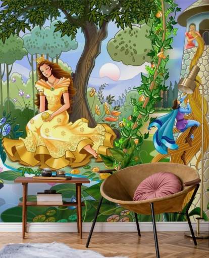 Prinsessen en prins behang